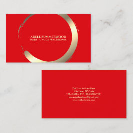 Elegant Red and Guld Enso Circle Yoga Visitkort