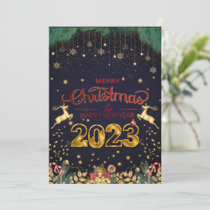 Elegant Red and Guld God jul 2023 Julkort