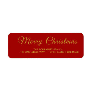 Elegant Red and Guld God jul Address Label Returadress Etikett