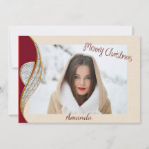Elegant Red and Guld jul Photo Card
