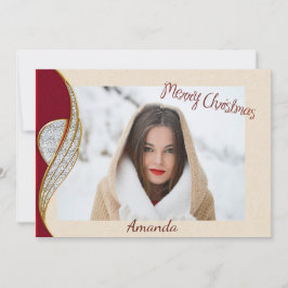 Elegant Red and Guld jul Photo Card Julkort