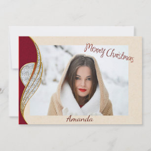 Elegant Red and Guld jul Photo Card Julkort