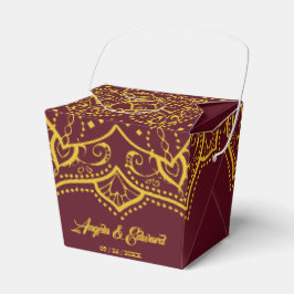 Elegant Red and Guld Mandala Wedding Favor Box Presentaskar