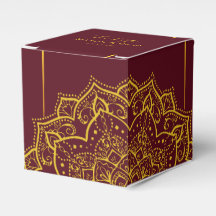 Elegant Red and Guld Mandala Wedding Favor Box