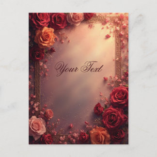 Elegant Red and Pink Wedding Roses Vykort