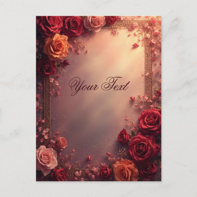 Elegant Red and Pink Wedding Roses Vykort (Framsida)