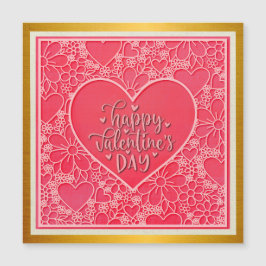 Elegant Red and Rosa Blommigt Hearts Valentine Day