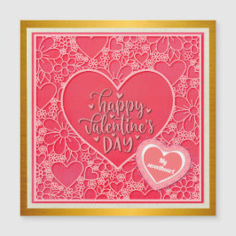 Elegant Red and Rosa Blommigt Hearts Valentine Day