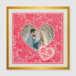 Elegant Red and Rosa Blommigt Hearts Valentine Day