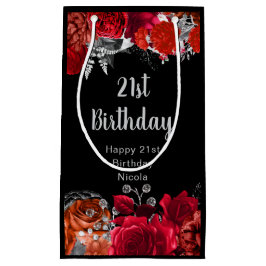 Elegant Red and Silver Flowers Birthday