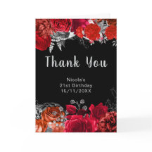 Elegant Red and Silver Flowers Birthday Party