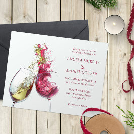 Elegant Red and White Vin Dance Bröllop Inbjudningar