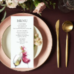 Elegant Red and White Vin Dance Bröllop Meny<br><div class="desc">Den här menykortsdesignen har ett vitt glas av vin och ett glas av rött vin med en man och kvinna som dansar skapat ut från vin. Enkel men ändå elegant med marontext på vit bakgrund. Lägg till händelseinformationen genom att redigera texten i de angivna textrutorna. Perfekt för bröllop i land...</div>