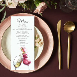 Elegant Red and White Vin Dance Bröllop Meny