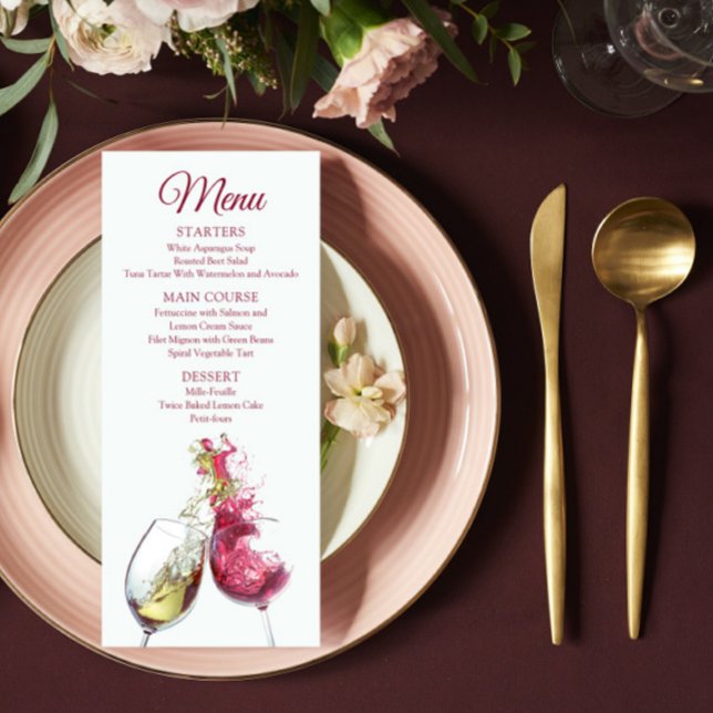 Elegant Red and White Vin Dance Bröllop Meny (Skapare uppladdad)