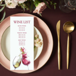 Elegant Red and White Vin Dance Bröllop Vin lista Meny