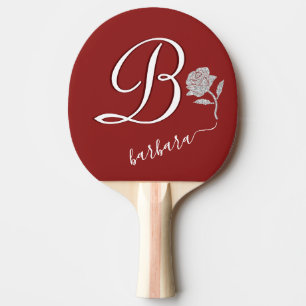 Elegant Red Anpassningsbar Monogram Namn Glitter Pingisracket