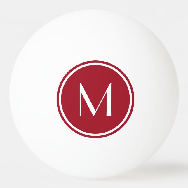 Elegant Red Anpassningsbar Monogram Ping Pong Boll (Framsidan)