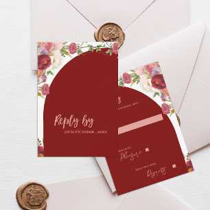 Elegant Red Arch Peach Blommigt Bröllop OSA Kort