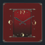 Elegant Red Art Deco Fyrkantig Klocka<br><div class="desc">Underbar klockdesign. Du kommer att kärlek det som andra. Du kan fritt använda den här designen för andra produkter som du gillar eller anpassa och lägga till texten. Följ mig för mer. Tack. Ha en trevlig dag.</div>