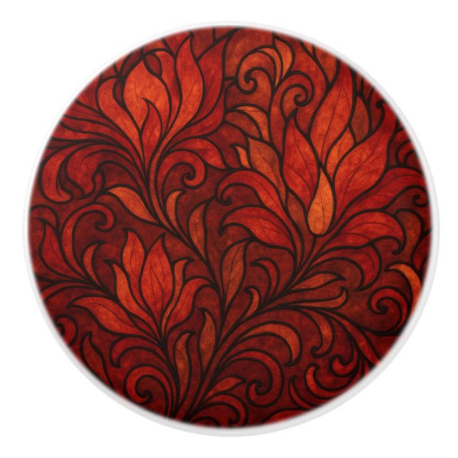 Elegant Red Art nouveau Blommigt Knopp (Framsidan)