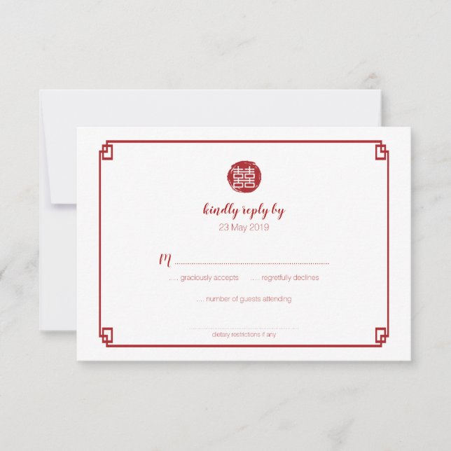 Elegant Red Bamboo & Dubbla Lycka Kinesisk OSA (Framsida)