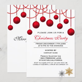 Elegant Red Bauble Corporate jul Party Inbjudningar