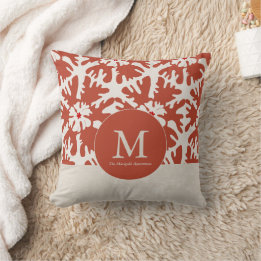 Elegant Red & Beige Monogram julstjärna Kudde