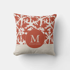Elegant Red & Beige Monogram julstjärna Kudde