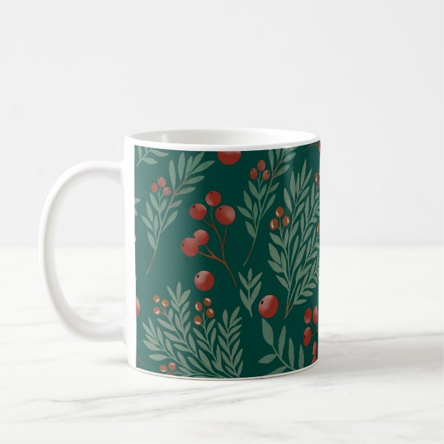 Elegant Red Berry Christmas Mug Kaffemugg (Vänster)