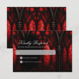 Elegant Red & Black Cathedral Gothic Bröllop OSA Kort
