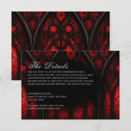 Elegant Red & Black Cathedral Gothic Bröllop Tilläggskort
