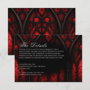 Elegant Red & Black Cathedral Gothic Bröllop Tilläggskort