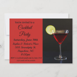 Elegant Red Black Cocktail Party-inbjudan Inbjudningar