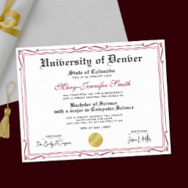 Elegant Red Black Degree Diploma Award Certificate Poster