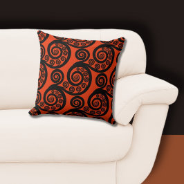 Elegant Red & Black Fern Frond Swirl Dekorativ kud Kudde