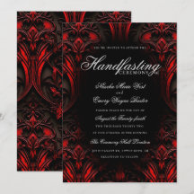 Elegant Red & Black Gothic Damask Handfastsättning