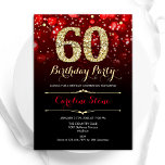 Elegant Red Black Guld 60:e födelsedagen Inbjudningar<br><div class="desc">60 födelsedagsfest inbjudan. Elegant röd svart design med faux glitter guld. Innehåller snyggtens diamanter, bokeh ljus och skriptteckensnitt. Manar eller kvinnor i inbjudan. Perfekt för en födelsedagsfest för vuxen av snyggt. Anpassa med dina egna detaljer. Berätta om du behöver anpassa dig ytterligare. Skrivna Zazzle-inbjudningar eller digital utskrivbar mall för omedelbar...</div>