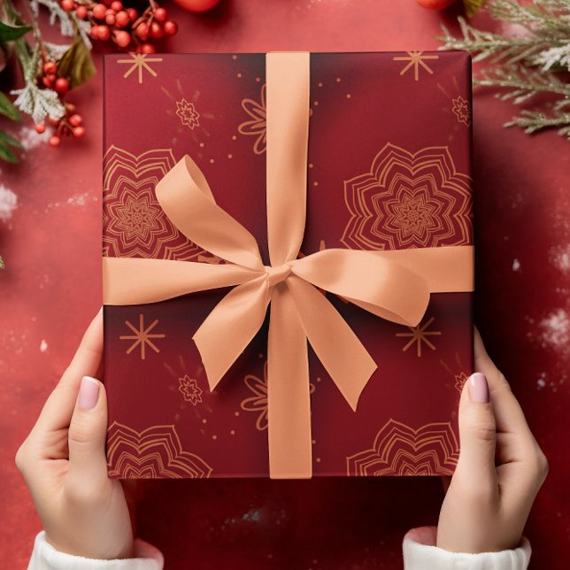 Elegant Red Black Guld blommigt Presentpapper (Skapare uppladdad)