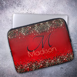 Elegant Red Black guld glitter monogram<br><div class="desc">Elegant röd svart guld glitter monogram Laptop sleeve. Lägg till lite stil till ditt kontor, ditt skrivbord eller ditt personliga utrymme med ett eget namn och ett eget namn för Chic och snyggt och ett monogram för Laptop sleeve. Anpassa den med ett skript namn och monogram. Perfektens tillbehör till en...</div>
