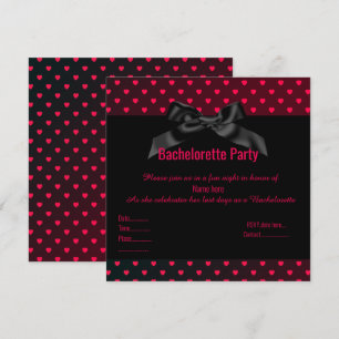 ELEGANT RED BLACK HjärtsBACHELORETTE INVIKTION Inbjudningar