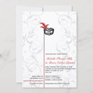 Elegant Red Black Masqueraasopbjudanden Inbjudningar
