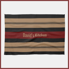 Elegant Red Black och Guld Bold Stripe Kitchen Kökshandduk