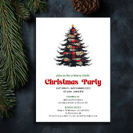 Elegant Red Black Plaid Christmas Dinner Invite Inbjudningar