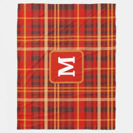 Elegant Red Black Plaid Monogram Custom Fleecefilt