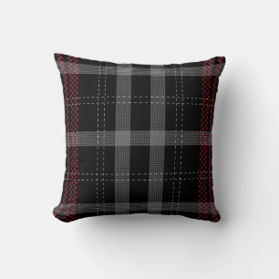Elegant Red Black Play Tartan Check Mönster Kudde