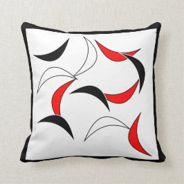 Elegant Red, Black & White, Abstrakt Mönster Kudde