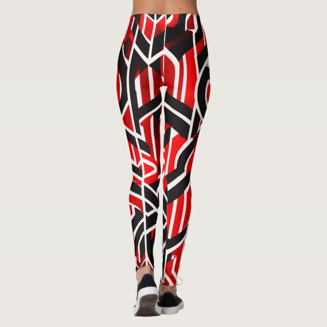 Elegant Red, Black, White with Subtle Mönster - Leggings (Baksida)