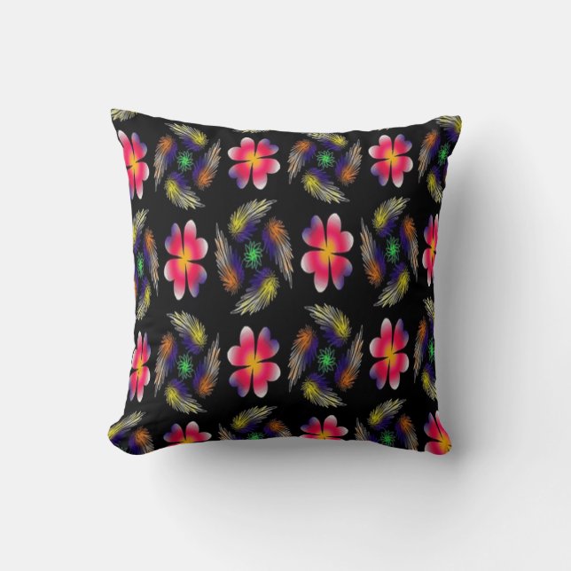 Elegant Red Blommigt Cushion Throw Kudde (Framsida)
