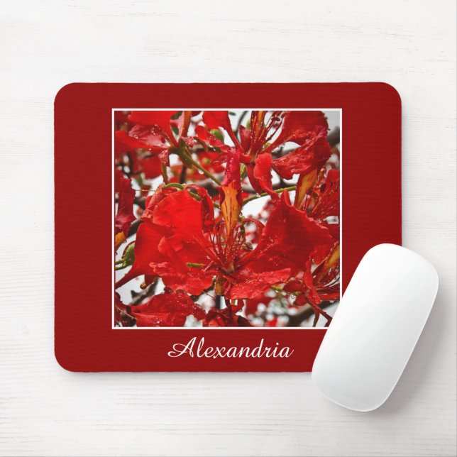 Elegant Red Blommigt Elegant Flowers Personalize Musmatta (Med mus)
